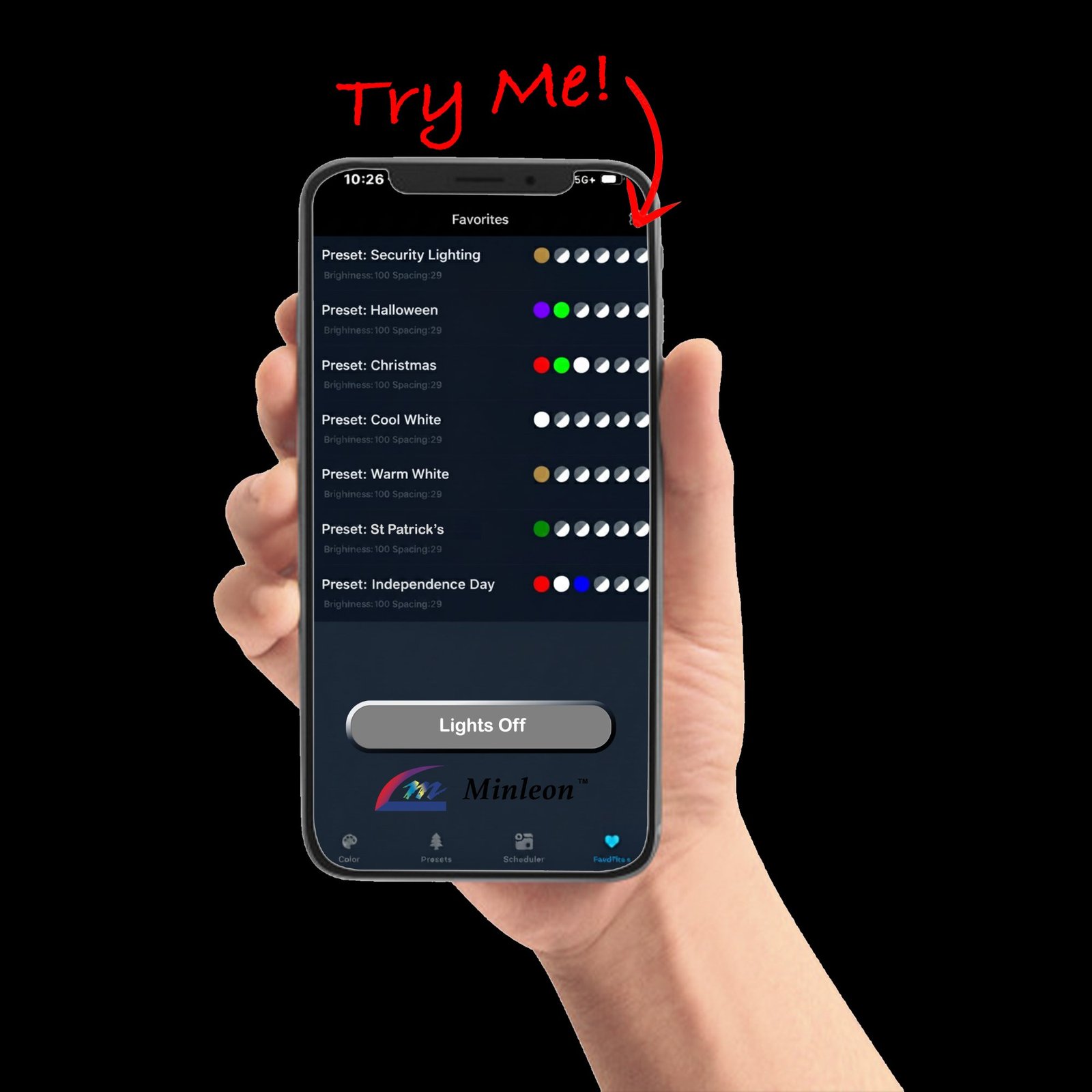 Phone with lighting control app